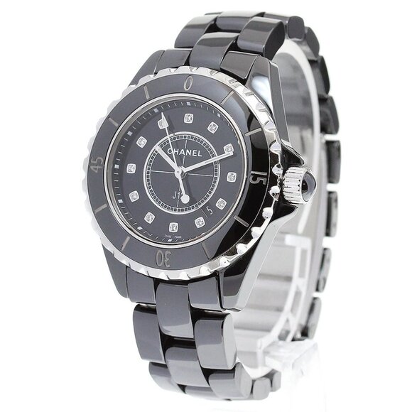 CHANEL J12 H1625 Black Ceramic 33MM 12P Diamond Quartz Ladies Watch_843872 - Picture 1 of 6